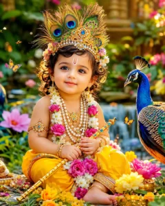 Baby Krishna in Vrindavan Garden