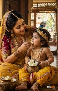 Maa Yashoda Feeding Makhan to Krishna