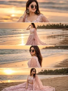 Luxury Pink Lehenga Beach Collage