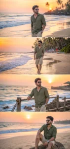 Olive Green Shirt Beach Collage