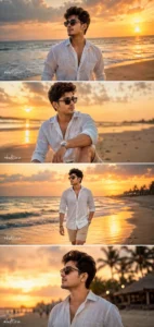White Linen Beach Editorial Collage