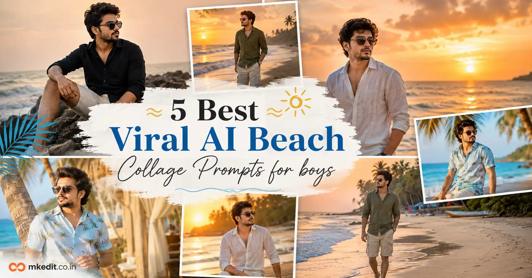 5 Best Viral AI Beach Collage Prompts for boys