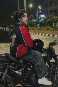 Royal Enfield Night Street Portrait for Girls
