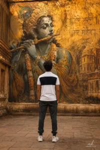 Krishna Wall Reflection Portrait for Boys