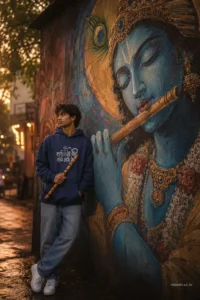 Krishna Flute Street Devotional Portrait
