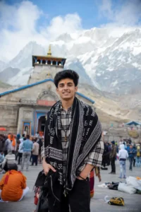 Kedarnath Temple Portrait with Devotional Crowd