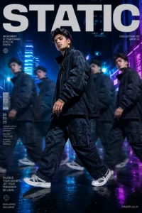 Neon City Motion Fashion Poster