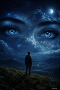 Celestial Moon Eyes Fantasy Scene