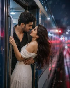 Moving Train Romance Portrait