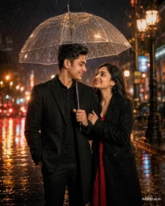Rainy Street Love Story Portrait