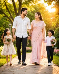Luxury Outdoor Golden Hour Family Portrait