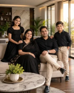 Luxury Modern Living Room Family Portrait