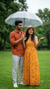 Romantic Rain Umbrella Couple