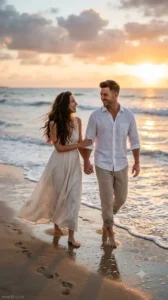 Golden Beach Sunset Romance