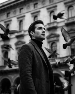 Black & White Flying Pigeons Editorial Portrait