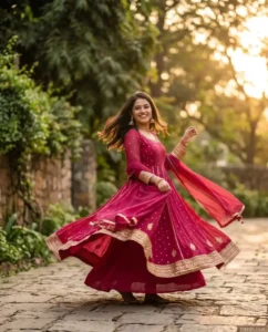 Twirling Anarkali Golden-Hour Portrait