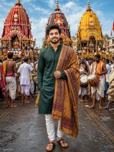 Traditional Green Kurta Rath Yatra Portrait