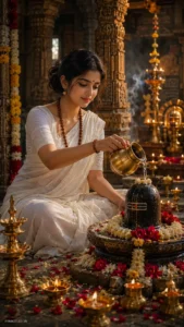 White Saree Shivling Abhishek Portrait