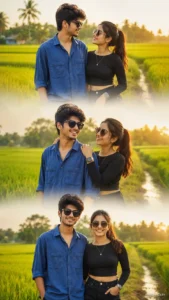 Dreamy Village Couple 3-Layer Romantic Collage