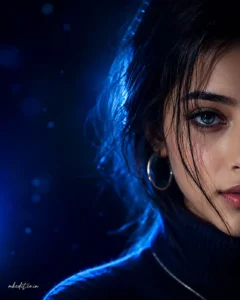 Midnight Blue Close-Up Portrait 
