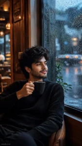Rain Window Coffee Mood Portrait