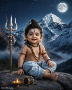 Moonlit Kailash Baby Shiva Portrait