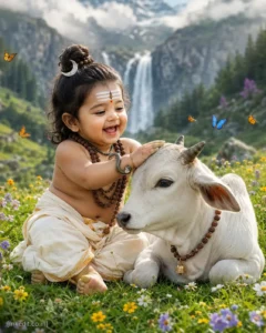 Baby Shiva Playing with Nandi