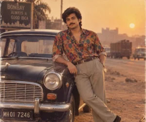 Colorful Retro Shirt on Vintage Car
