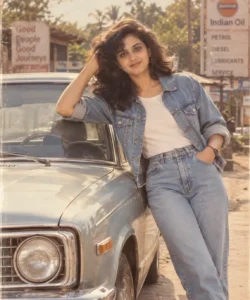 Casual Denim & Car Lean Portrait
