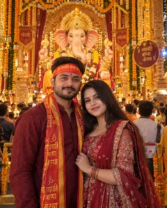Couple Pandal Visit in Festive Attire