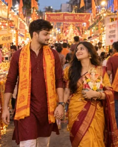Joyful Couple at the Festival Fair