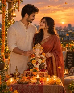 Golden Hour Rooftop Couple Portrait