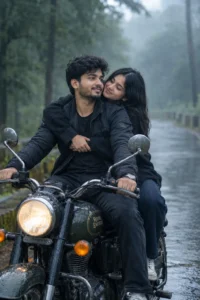 Rainy Motorcycle Ride Portrait