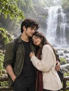 Waterfall Embrace Portrait