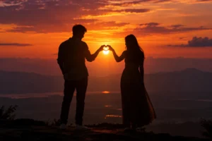 Sunset Heart-Hands Silhouette